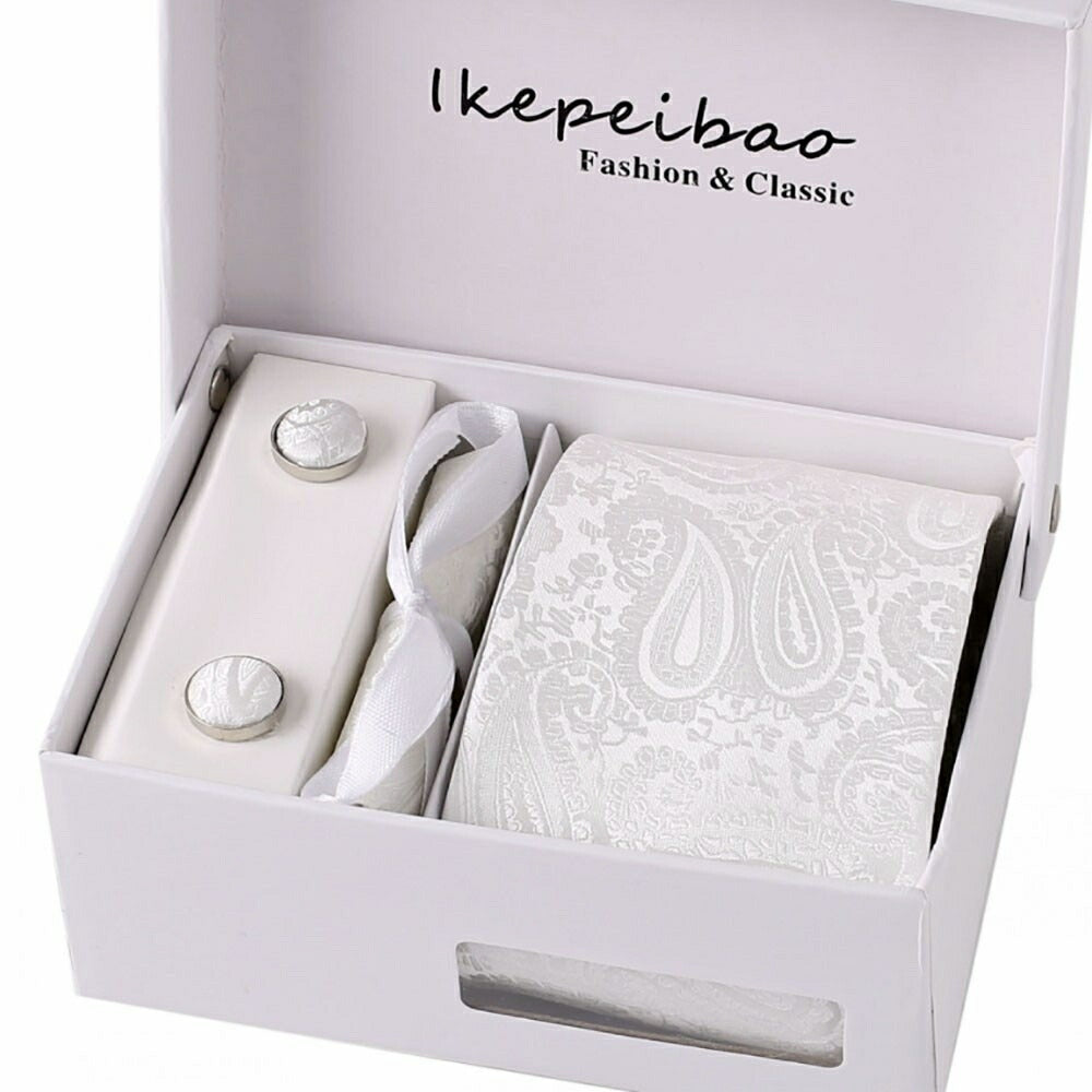 男性ファッション その他 | ペイズリー柄フォーマル4点セット（ネクタイ・カフスボタン・チーフ・ケース付き）