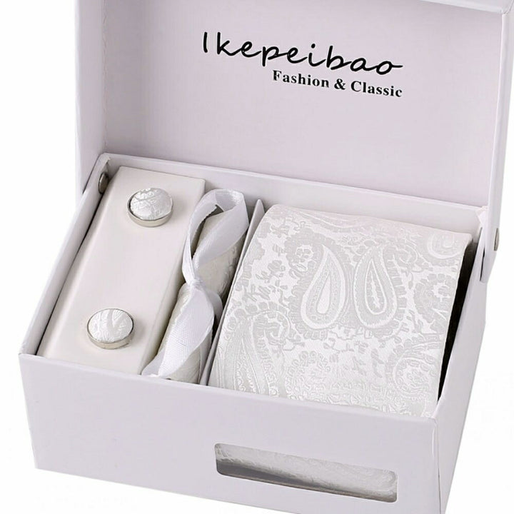 男性ファッション その他 | ペイズリー柄フォーマル4点セット（ネクタイ・カフスボタン・チーフ・ケース付き）