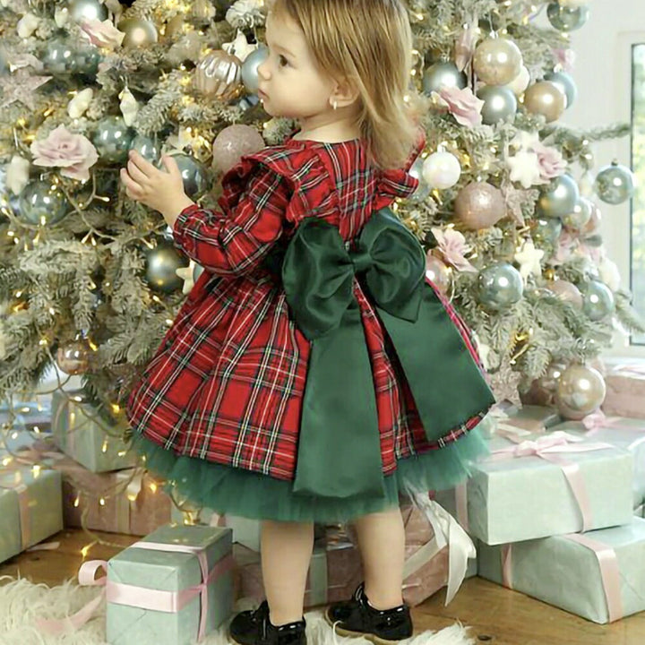 ワンピース ドレス | 3歳〜4歳用チェック柄リボン付きキッズドレス