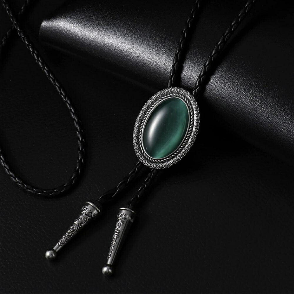 ネックレス | グリーンペンダントネックレス - シンプルアンティーク風アクセサリー