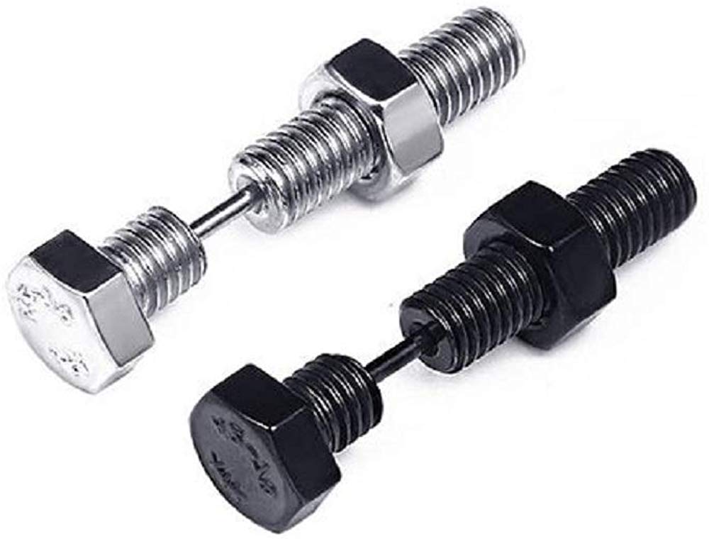 ピアス イヤーカフ | ブラック六角ナット スタッドピアス ユニセックス