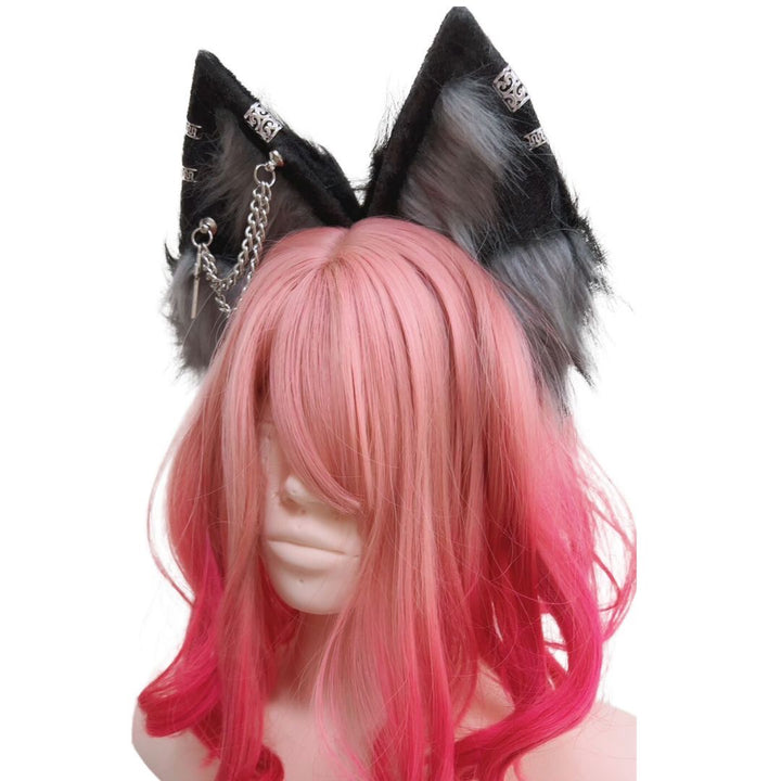 仮装 | ウルフ耳カチューシャ レッド/ブラック コスプレアクセサリー