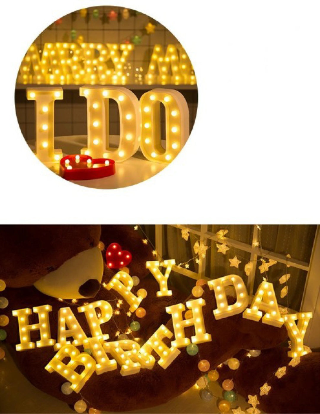 インテリア照明 | 特大アルファベットマーキーライト3点セット - イニシャルデザインランプ