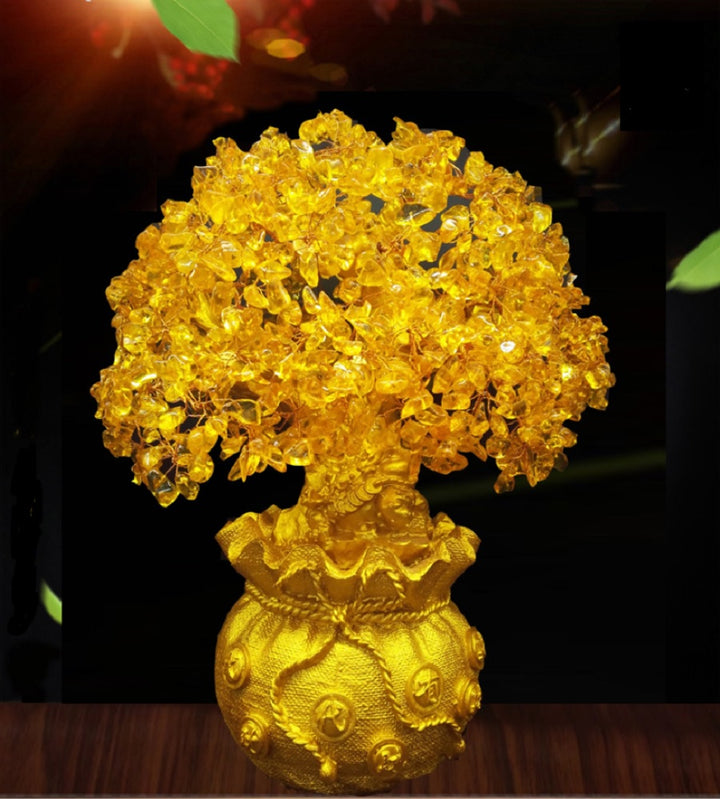 風水 インテリア | 超特大黄金木招財樹 シトリン天然石 置物 - 開運・金運上昇祈願