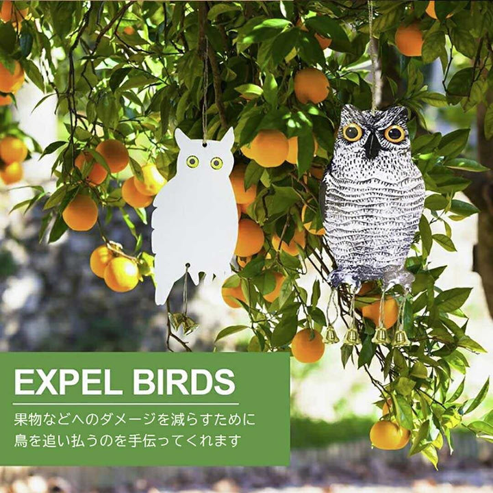 虫よけ 鳥よけ | フクロウ型鳥よけセット 2個 - ベランダ・畑用