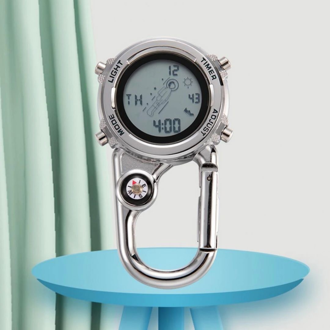 アウトドアグッズ | デジタルカラビナウォッチ 防水・コンパクト 登山キャンプ用