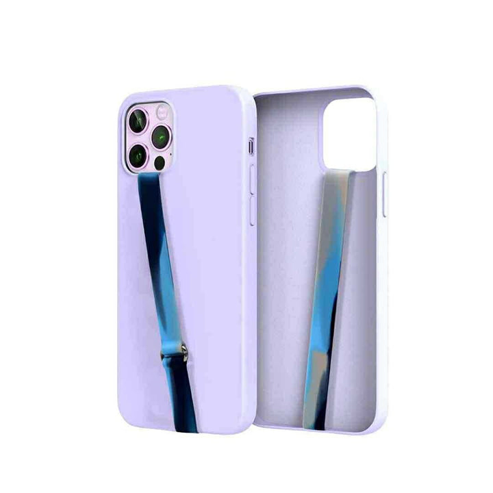 スマホ ヘッドホン | iPhone用シリコンストラップ・フック付き（ブルー/レッド）