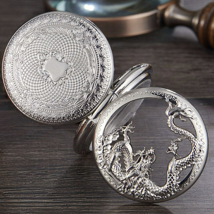 腕時計 | ドラゴン スケルトン 懐中時計 ユニセックス 自動巻き シルバー