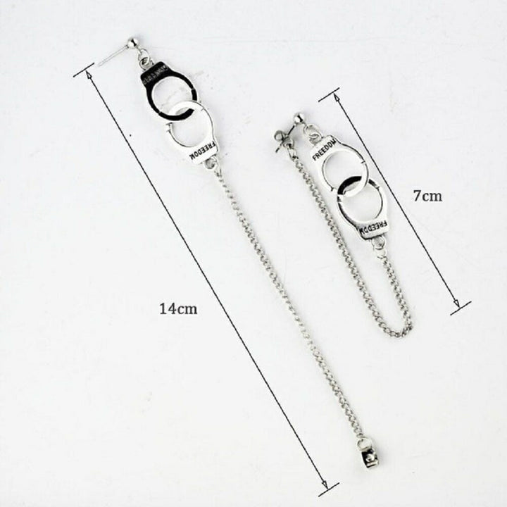 リング | シルバーハンドカフスチェーンピアス | ユニークな両耳用スタッドピアス
