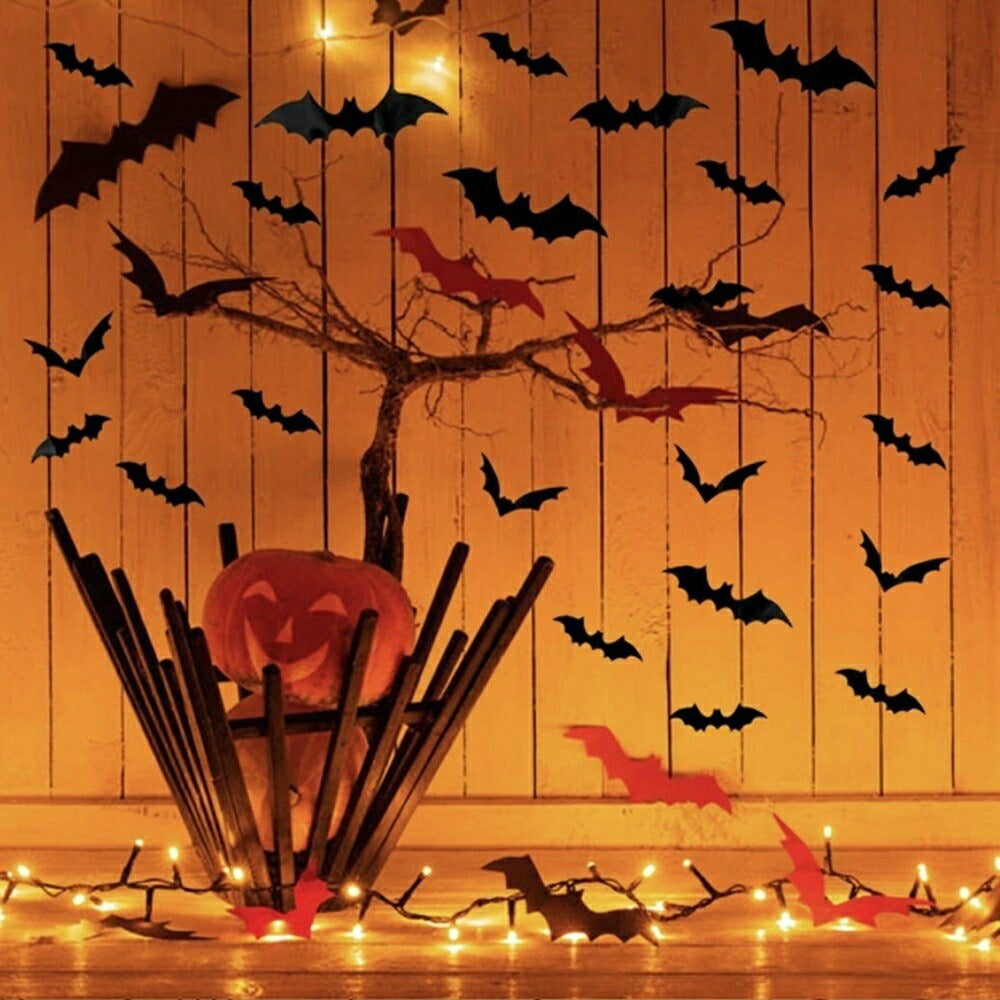 イベントグッズ | ハロウィン 3Dコウモリシールセット - パーティーデコレーション