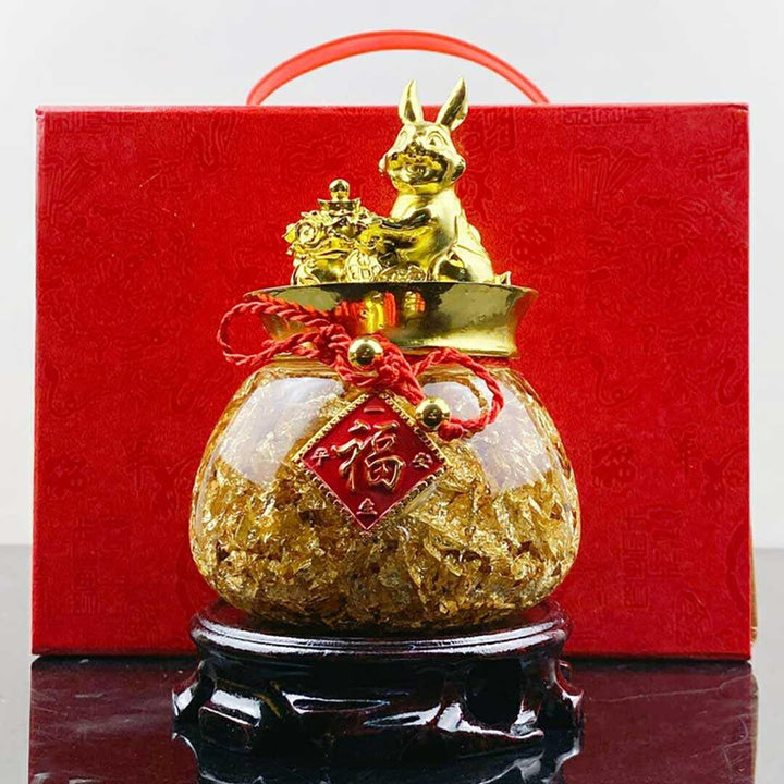 風水 インテリア | ゴールド兎干支置物・福を呼ぶ台座付きインテリア