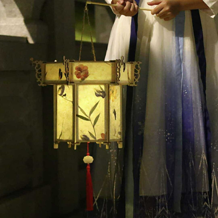 インテリア照明 | 和風LED提灯 - 六角形orひし形浮世絵デザイン