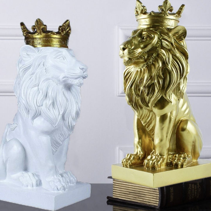 インテリア オブジェ | キングライオン 置物 36cm 選べる3カラー【王冠・サバンナ風】