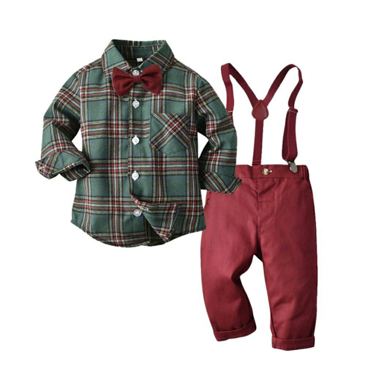 玩具 その他 | 3歳〜4歳用チェック柄サスペンダー上下セット 子供フォーマル服