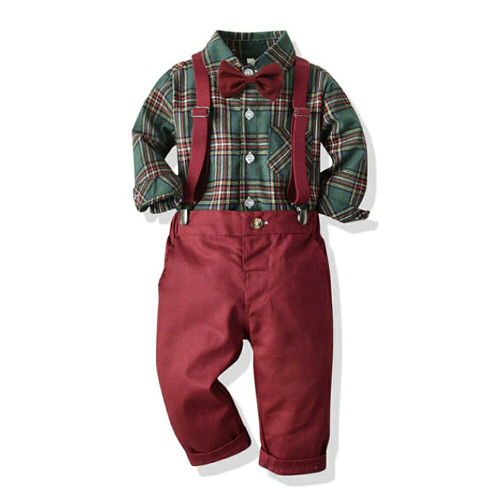 玩具 その他 | 3歳〜4歳用チェック柄サスペンダー上下セット 子供フォーマル服