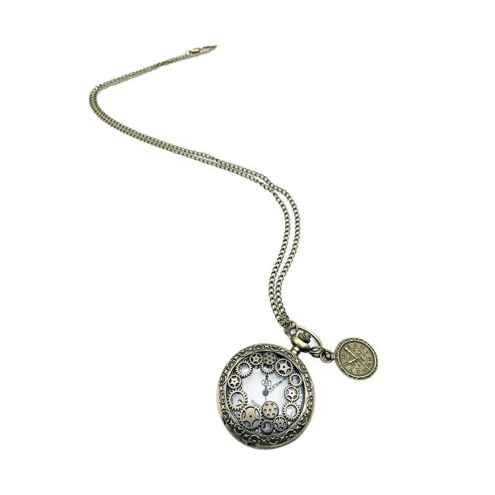 風水 時計 | アンティーク風スチームパンク懐中時計 - ゴールド、チェーン付き