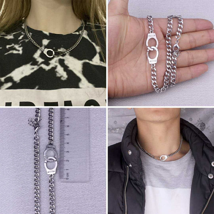 ネックレス | ユニセックス・ハンドカフス風ネックレス【ストリートファッション】