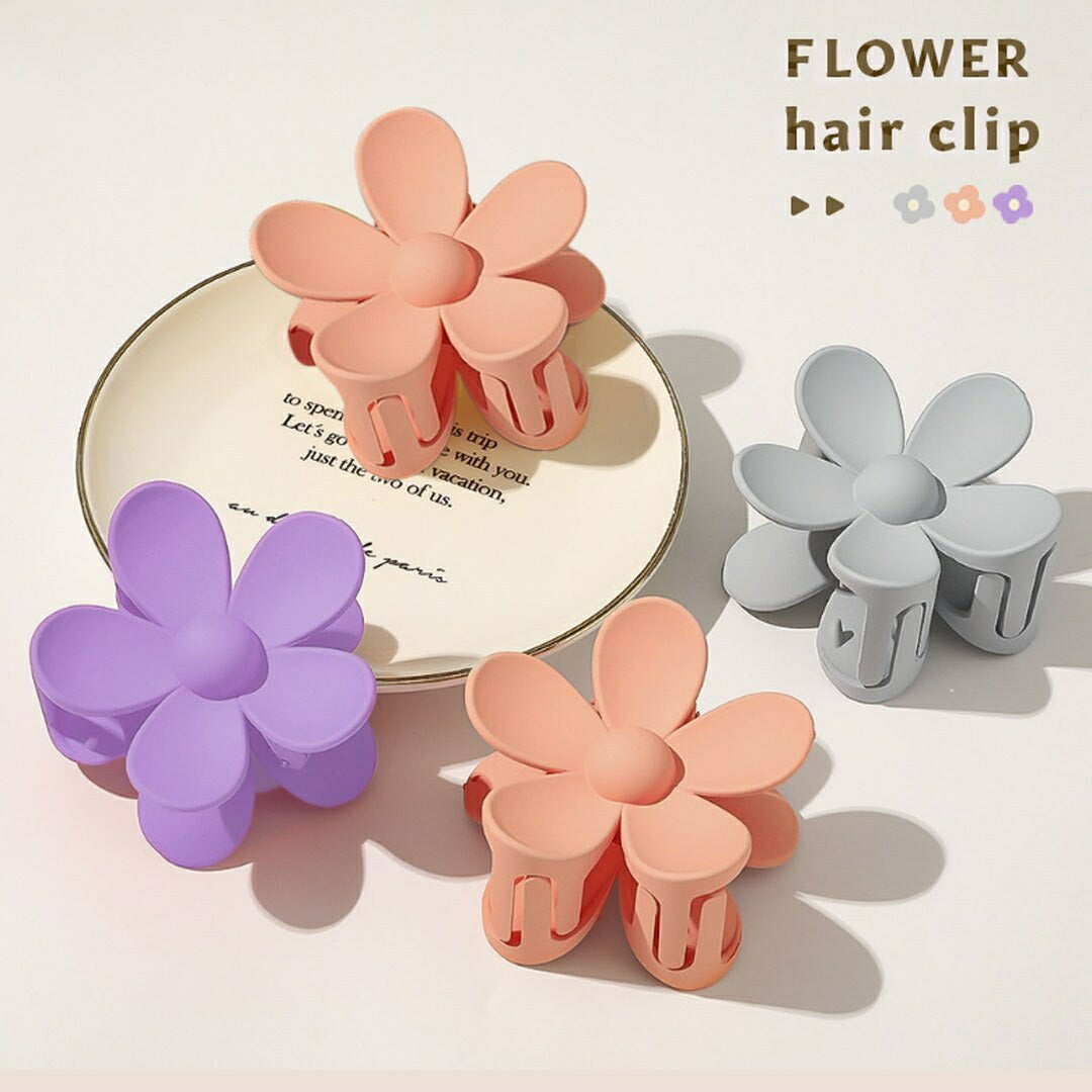 ヘアアクセサリー | ピンク/グレー/パープル 花柄ヘアクリップ 北欧ナチュラルデザイン