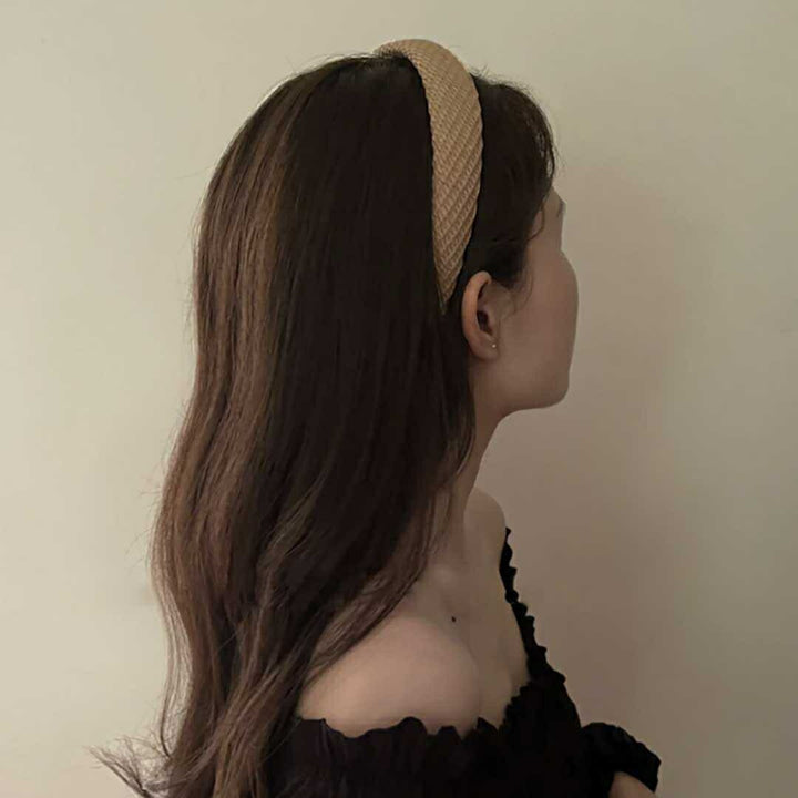 小物 その他 | ラフィアカチューシャ ホワイト/ブラウン 夏リゾート向け レディース