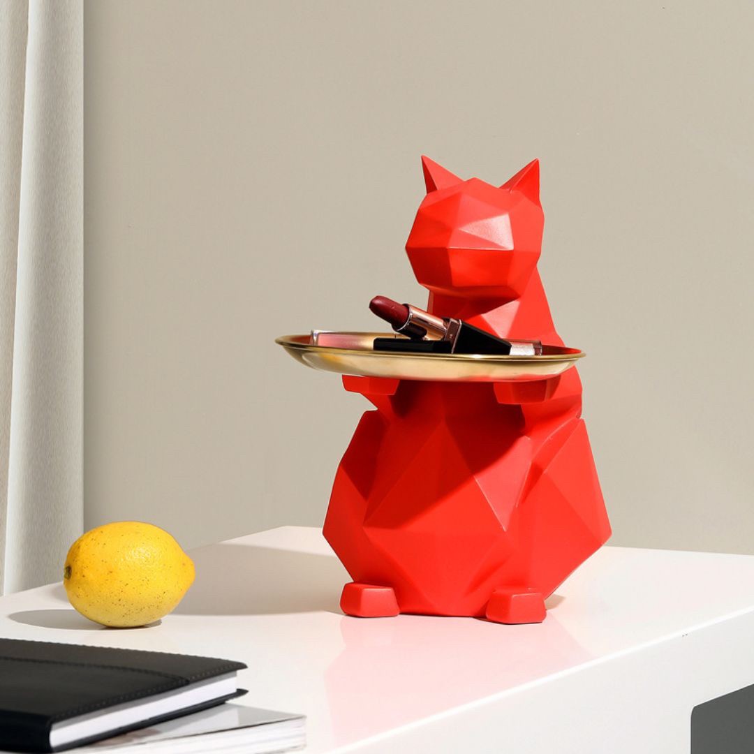 インテリア オブジェ | ポリゴン猫の小物入れ - シンプルでおしゃれなインテリア収納