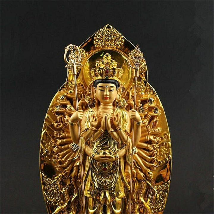 風水 インテリア | 金メッキ千手観音菩薩仏像 彩色風水インテリア