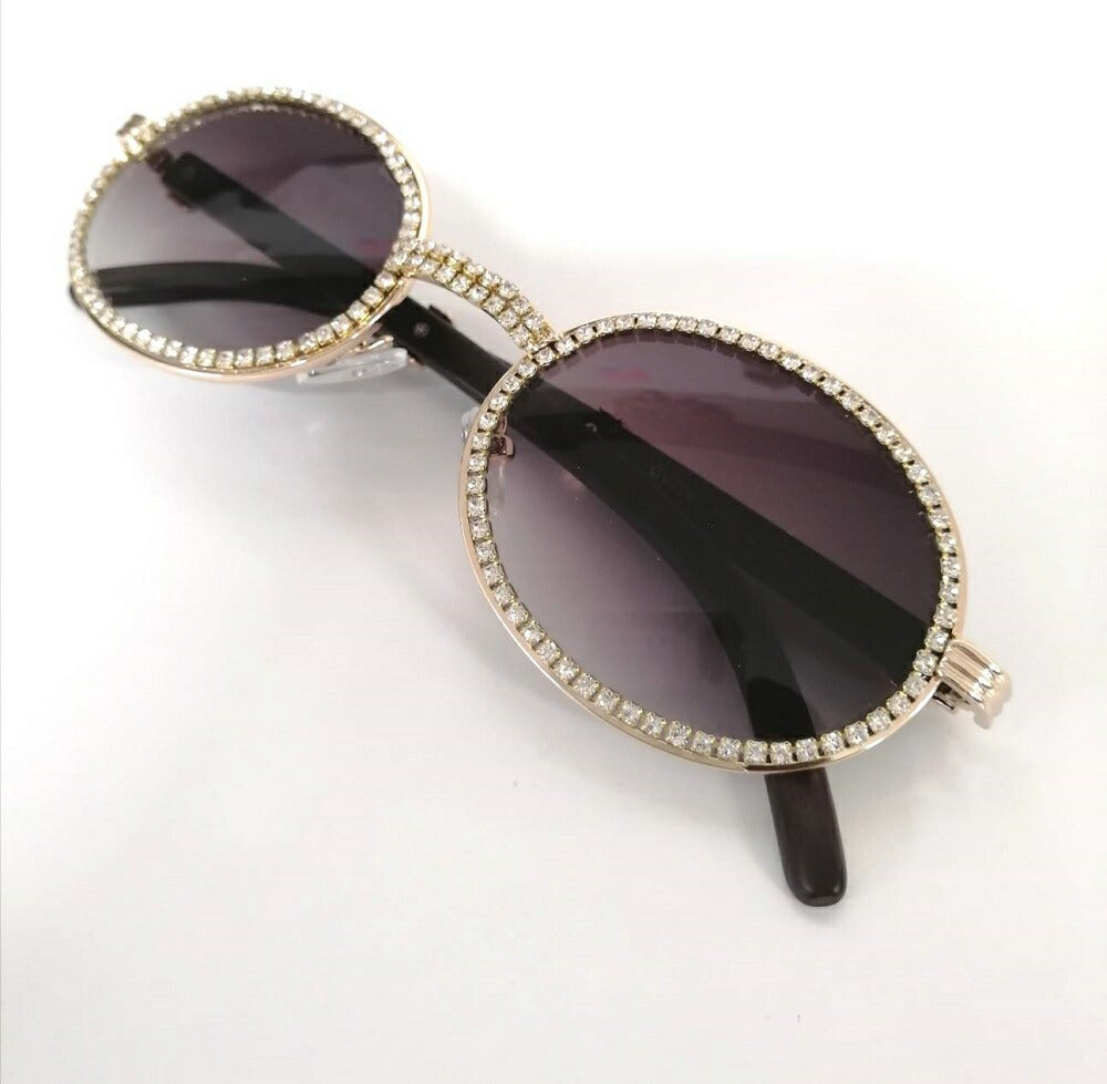 男性ファッション その他 | ブラウン ラウンドサングラス UVカット 大きめフレーム