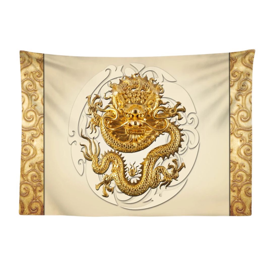 金運 開運 グッズ | 金龍タペストリー 黄金唐草模様 100×150cm