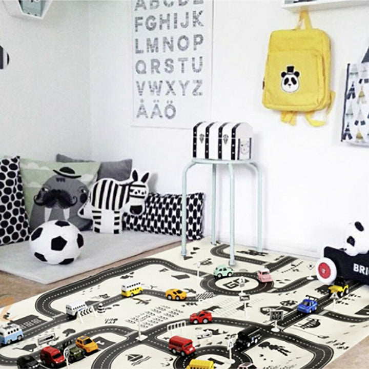 子供 おもちゃ | ジャンボ知育プレイマット「街並み＆自然」- 子供用道路地図付き