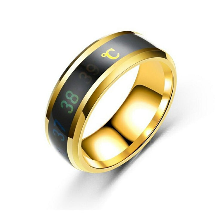 リング | 温度計機能付きステンレスリング【ブラック/ゴールド】