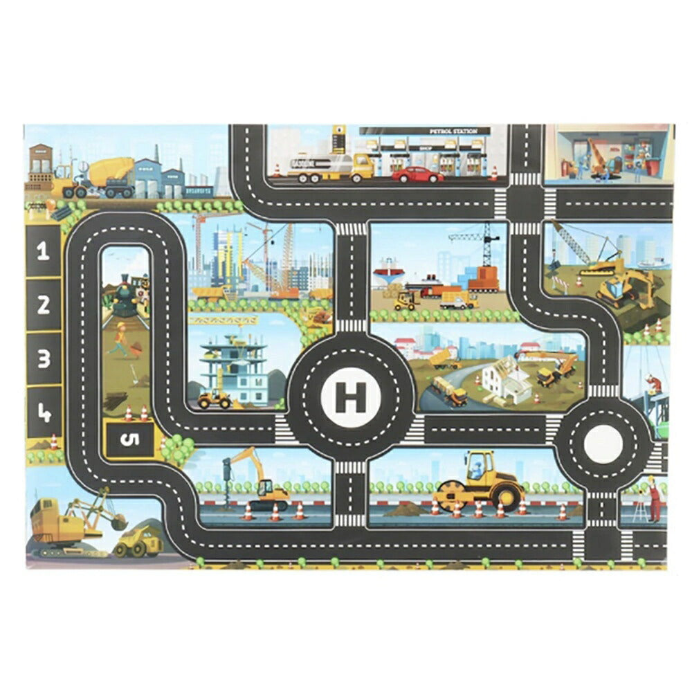 子供 おもちゃ | ジャンボ知育プレイマットー工事現場と街並みデザインー子供用