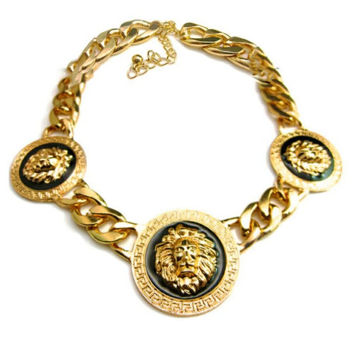 ネックレス | ゴールドメッキ 3頭ライオン ネックレス 男女兼用