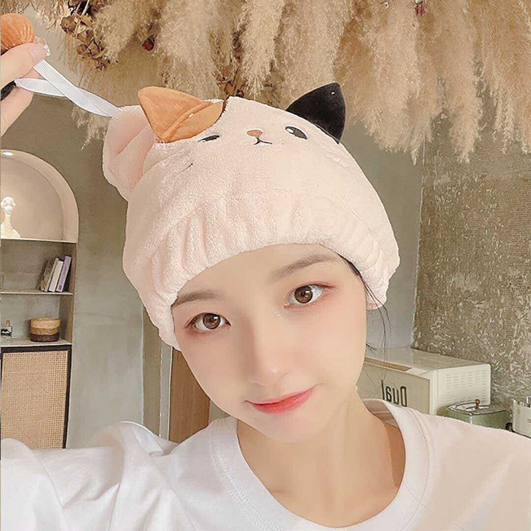 小物 その他 | 速乾ヘアタオル ミケネコデザイン ボタン付き固定