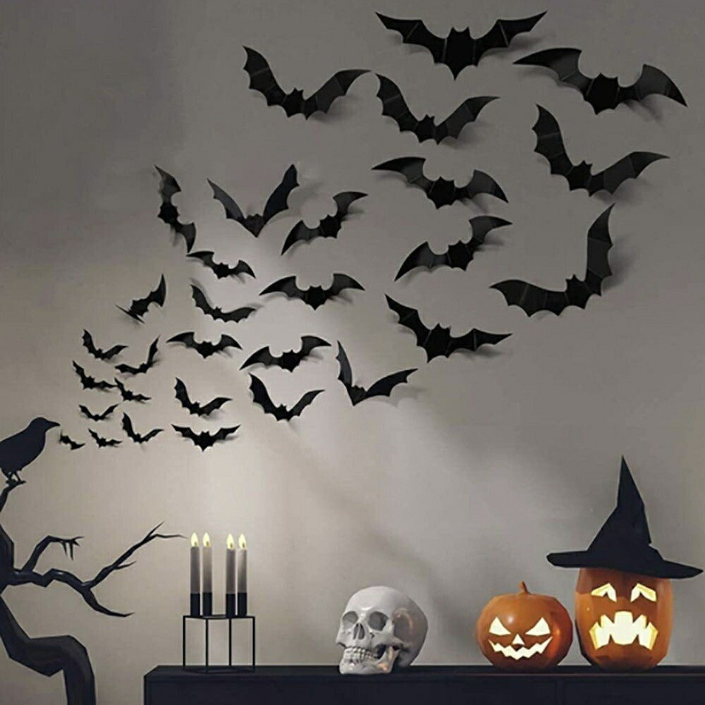 イベントグッズ | ハロウィン 3Dコウモリシールセット - パーティーデコレーション