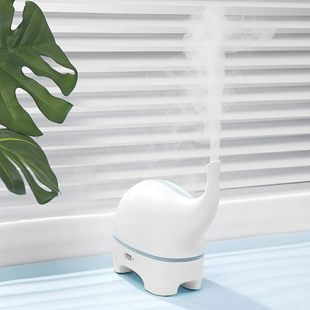 インテリア グッズ | ゾウ型アロマLED加湿器 - ホワイト、リビング・寝室用