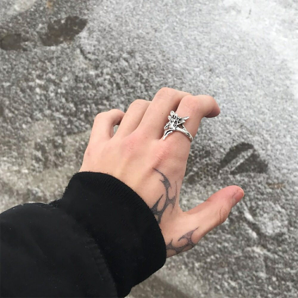 リング | ガーネットカラーの森の精霊リング シルバーアクセサリー 男女兼用