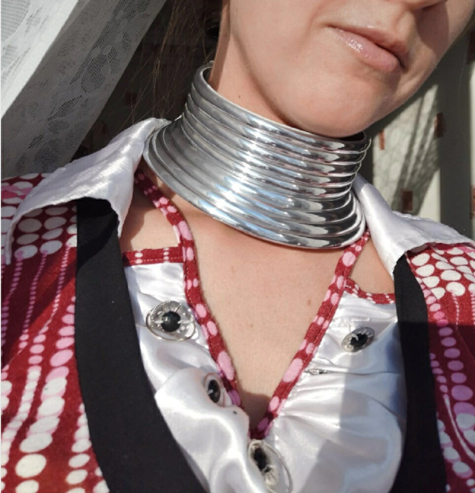 ネックレス | ロングネックチョーカー シルバー・ゴールド 民族風デザイン