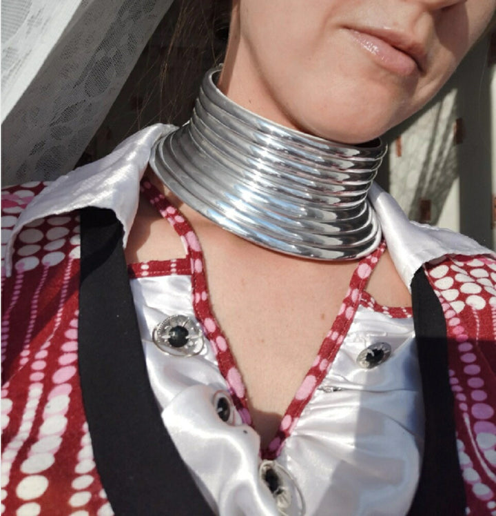 ネックレス | ロングネックチョーカー シルバー・ゴールド 民族風デザイン