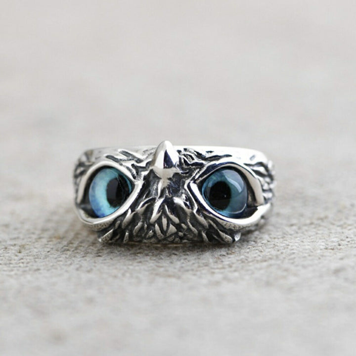 リング | フクロウの青い目リング - 開運アクセサリー
