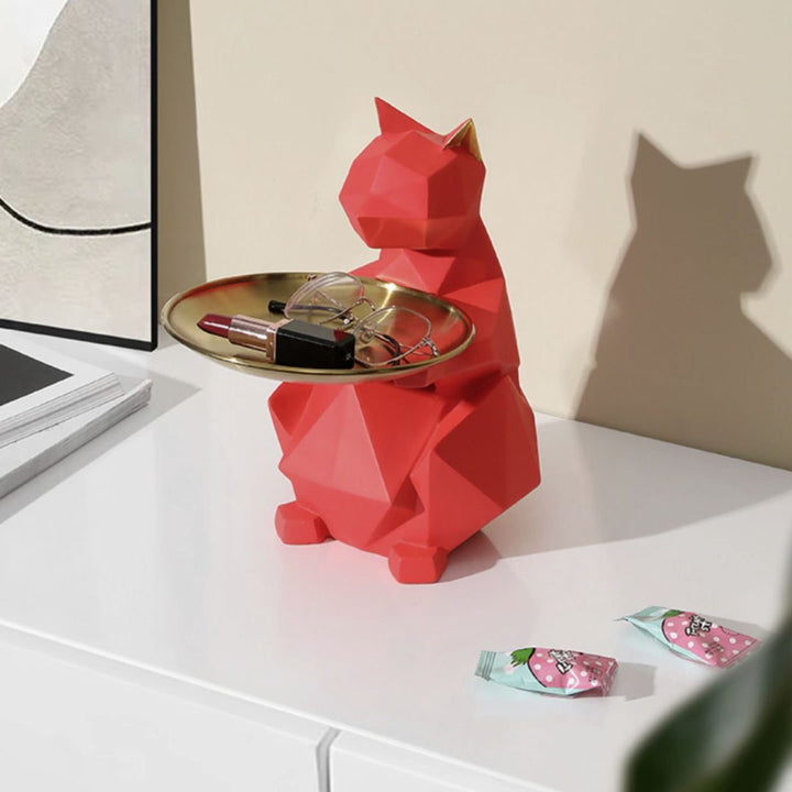 インテリア オブジェ | ポリゴン猫の小物入れ - シンプルでおしゃれなインテリア収納
