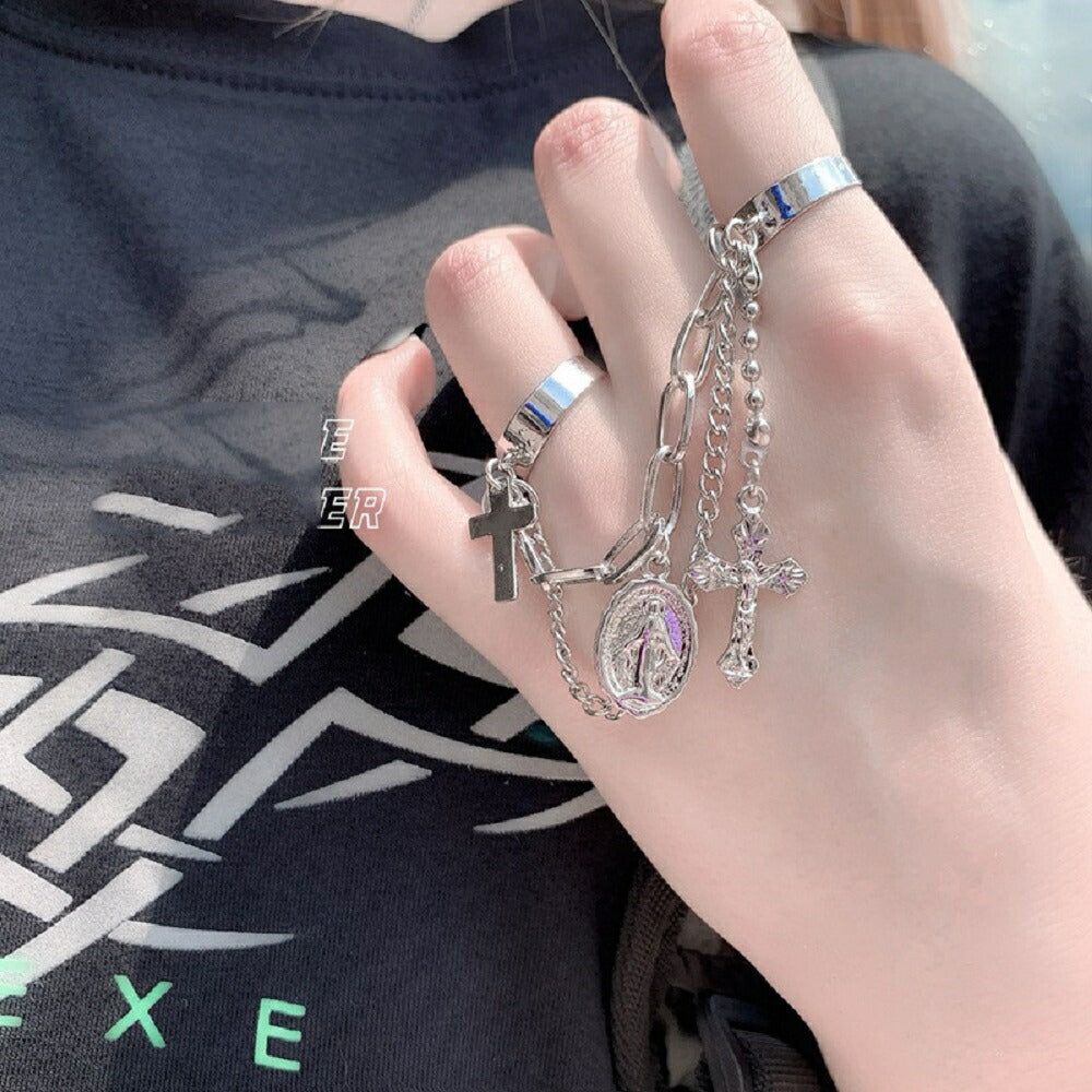 リング | 十字架デザイン ユニセックス ステンレスリング