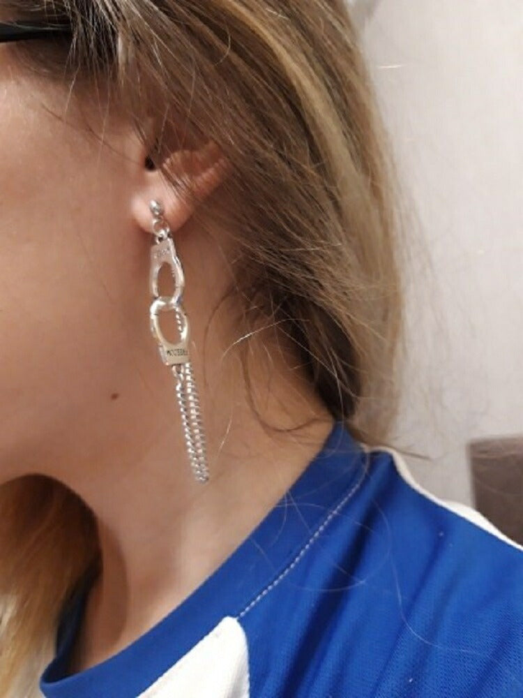 リング | シルバーハンドカフスチェーンピアス | ユニークな両耳用スタッドピアス