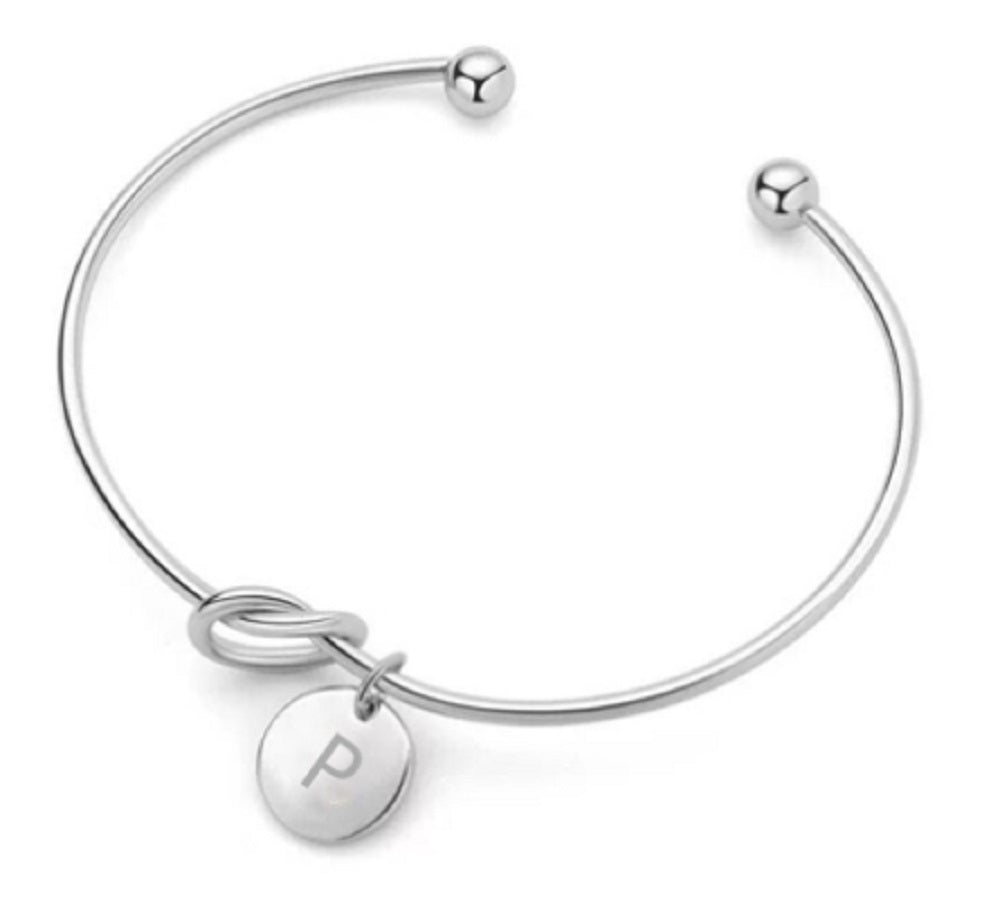 ブレスレット | シルバー イニシャル ノットバングル