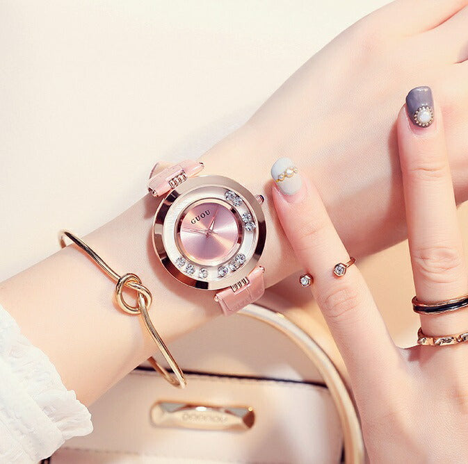 腕時計 | GUOU エレガント ラインストーン 腕時計 - ホワイト/ブラック/ピンク