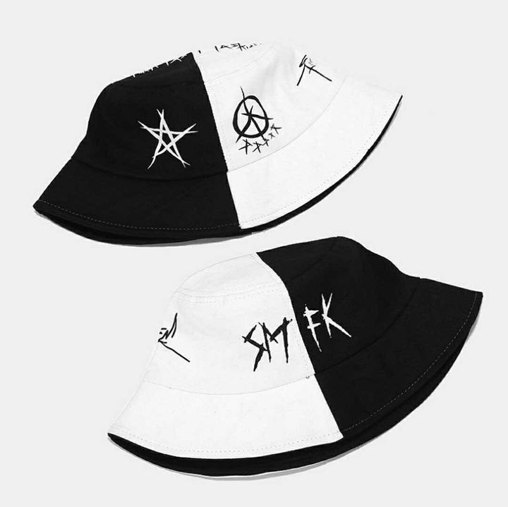 キャップ | ツートンカラー帽子 バケットハット 白黒 メンズ・レディース