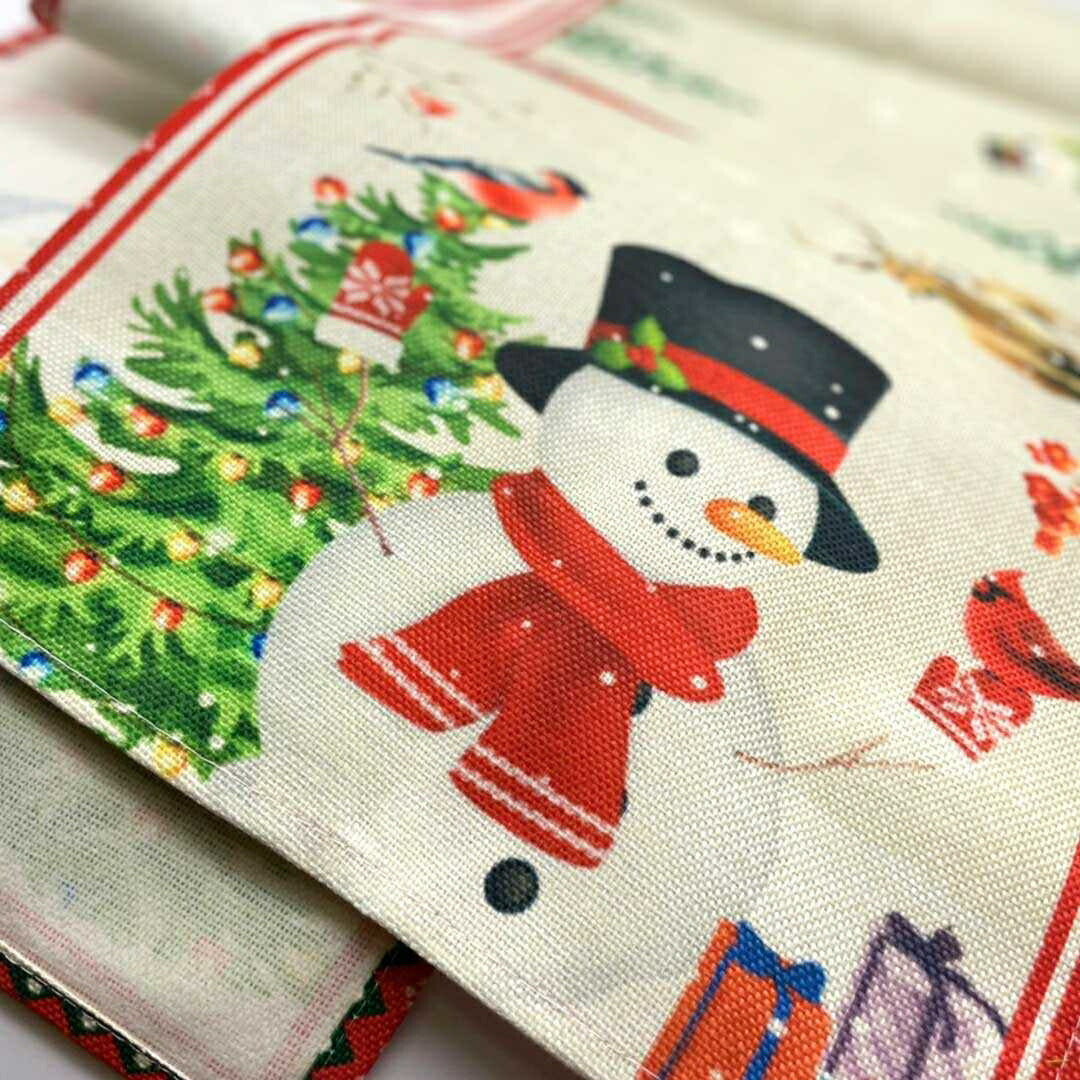 イベントグッズ | クリスマス用雪だるまデザインテーブルランナー 150cmx34cm チェック柄