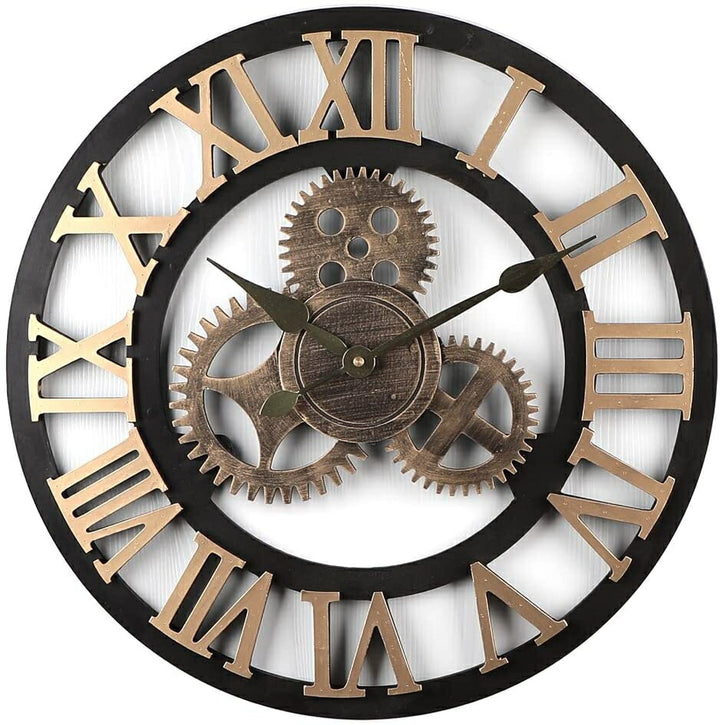 壁掛け時計 | アンティーク調木製壁掛け時計 - ローマ数字デザイン