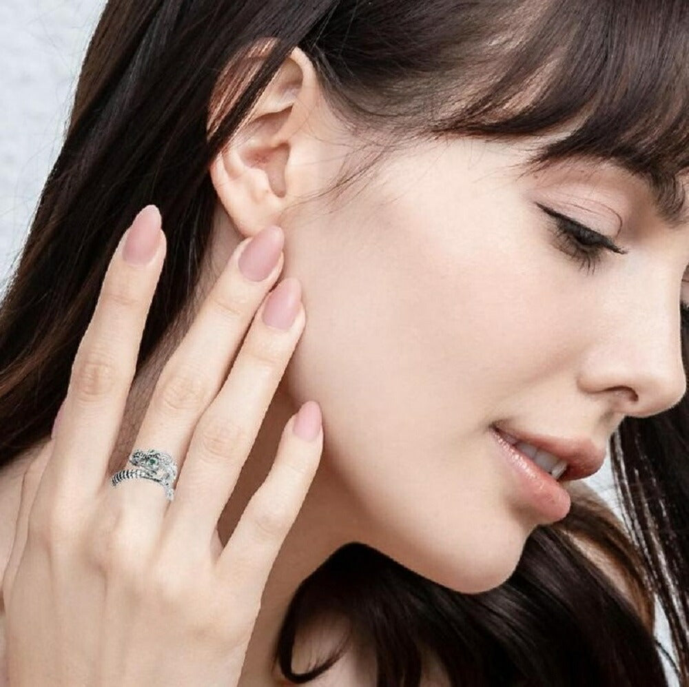 リング | 龍と風水のラインストーンリング - ユニセックス