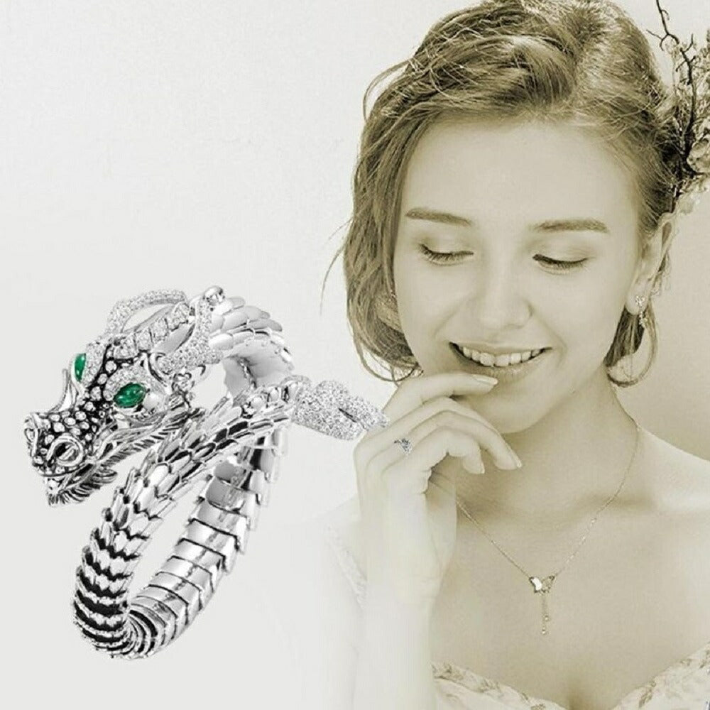 リング | 龍と風水のラインストーンリング - ユニセックス