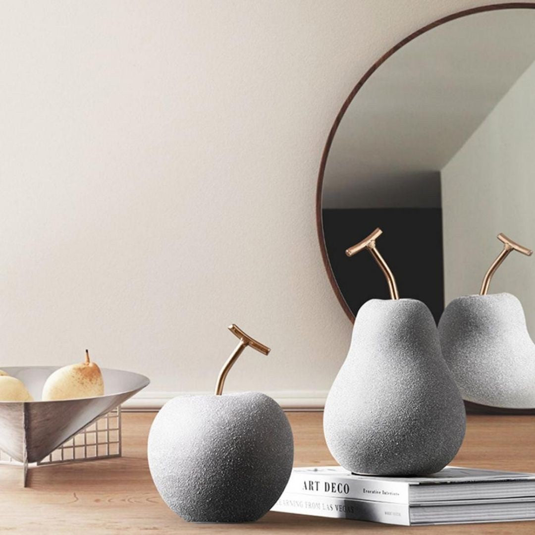 インテリア オブジェ | クラウドグレー アンティーク風 りんご・洋梨オブジェ