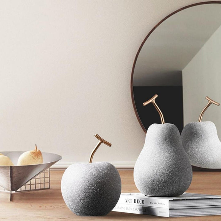 インテリア オブジェ | クラウドグレー アンティーク風 りんご・洋梨オブジェ